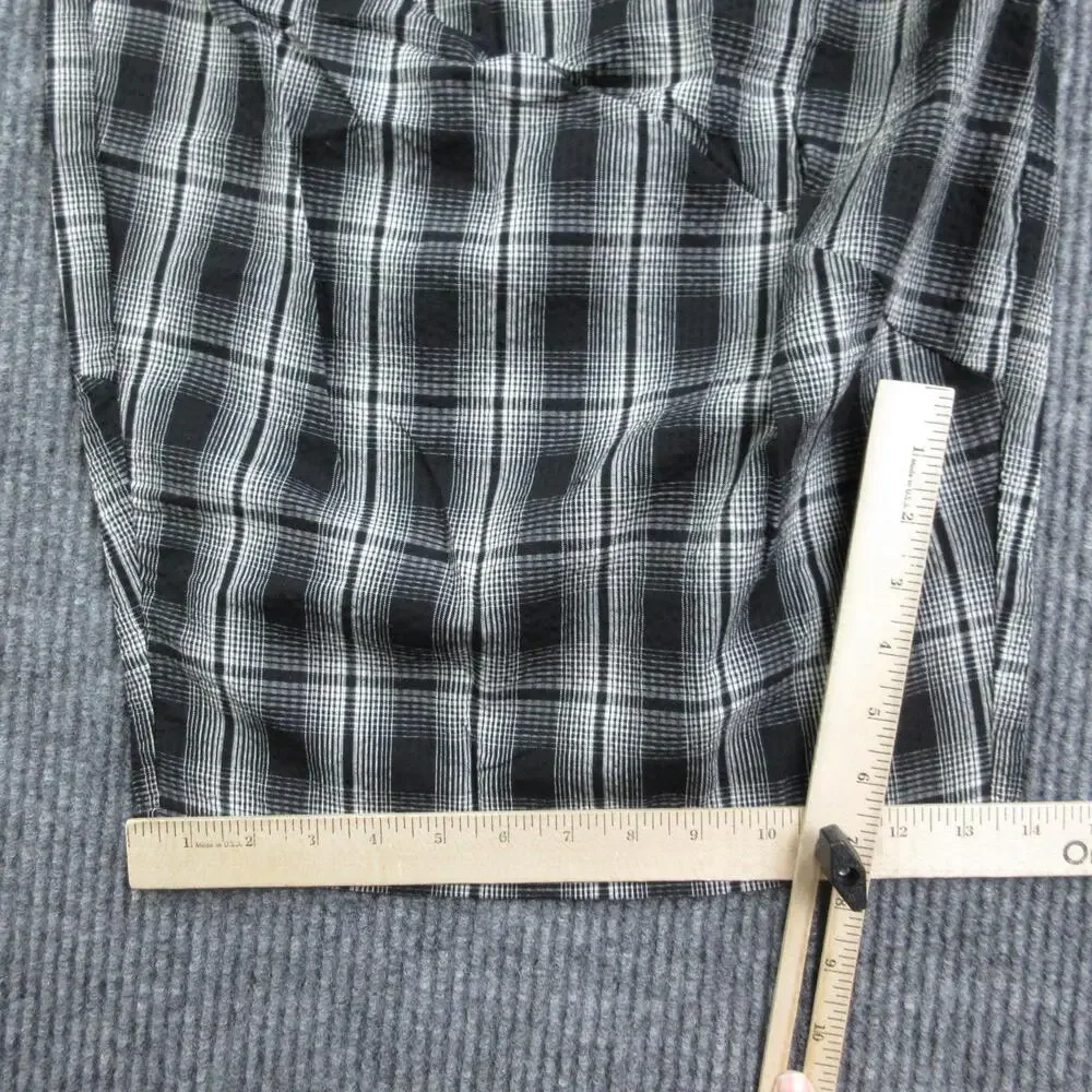 Aelfric Eden Pants Mens S Black Plaid Rayon Wide Relaxed Elastic 26x27* NWT